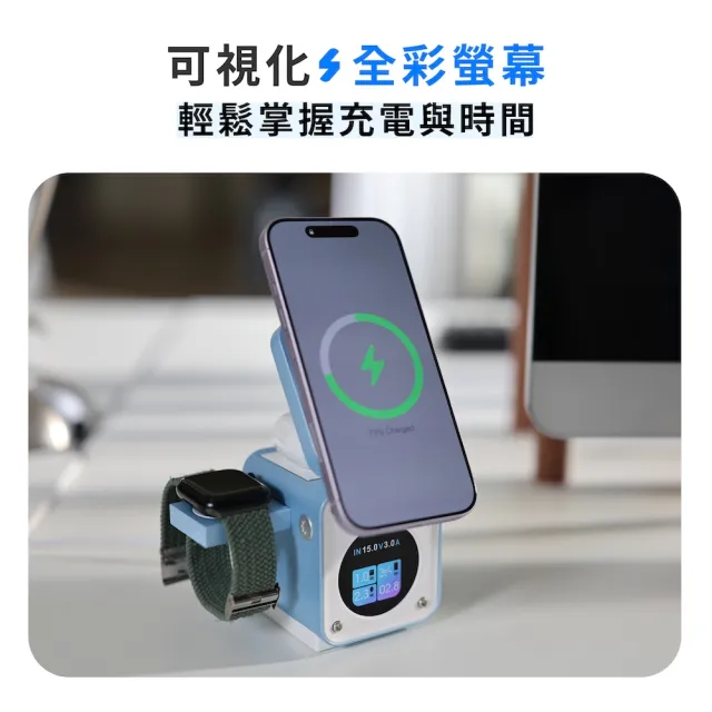 【Philips 飛利浦】2入組-DLK3551Q Qi2.2 32.5W GoodCube智能磁吸三合一磁吸充電座(MagSafe/雙系統適用)