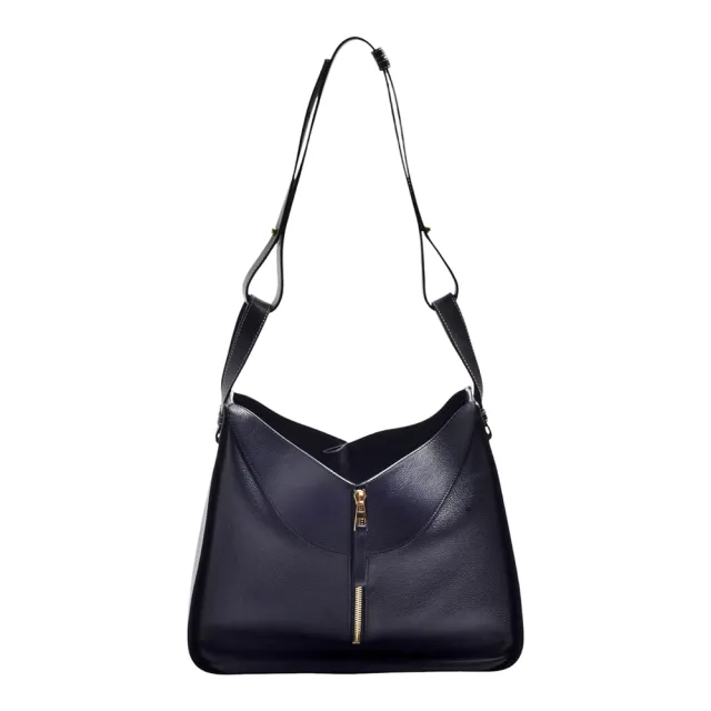 【LOEWE 羅威】經典Hammock系列小牛皮手提/肩背包(展示品-墨藍色)