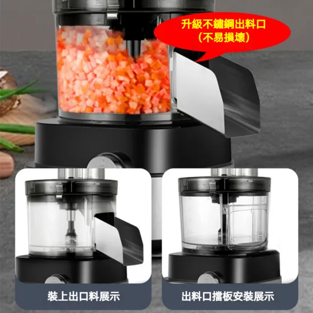 VWV 110V切菜機 多功能食物調理機 5功能+1切丁網（600W大功率 銅芯電機耐用 雙檔調速）