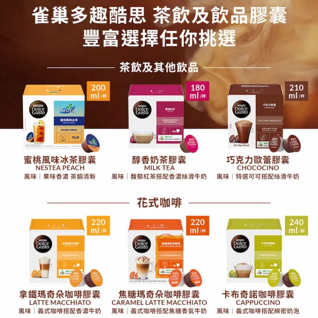 【NESCAFE Dolce Gusto】雀巢多趣酷思體驗專案 咖啡膠囊單盒(口味任選 醇郁 邁阿密 紐約 拿鐵)