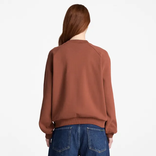 【Timberland】女款灰褐色寬版圓領上衣(0YH5EAIM)