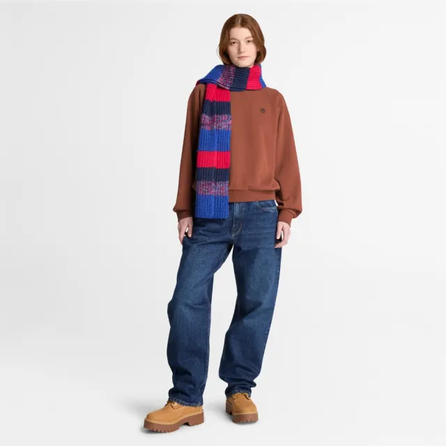 【Timberland】女款灰褐色寬版圓領上衣(0YH5EAIM)
