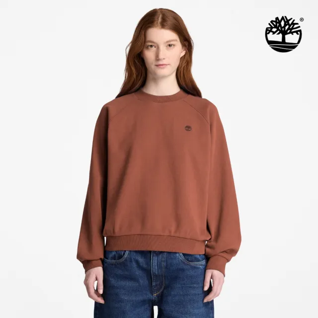 【Timberland】女款灰褐色寬版圓領上衣(0YH5EAIM)