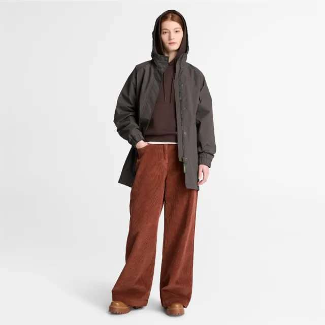 【Timberland】灰黑色寬版防水派克大衣 防水外套 風衣外套  女 (0YH4YCN1)