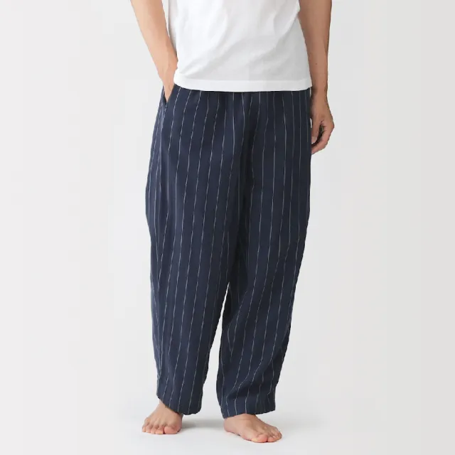 【MUJI 無印良品】男二重紗織家居長褲(灰直紋/墨灰直紋/深藍直紋)