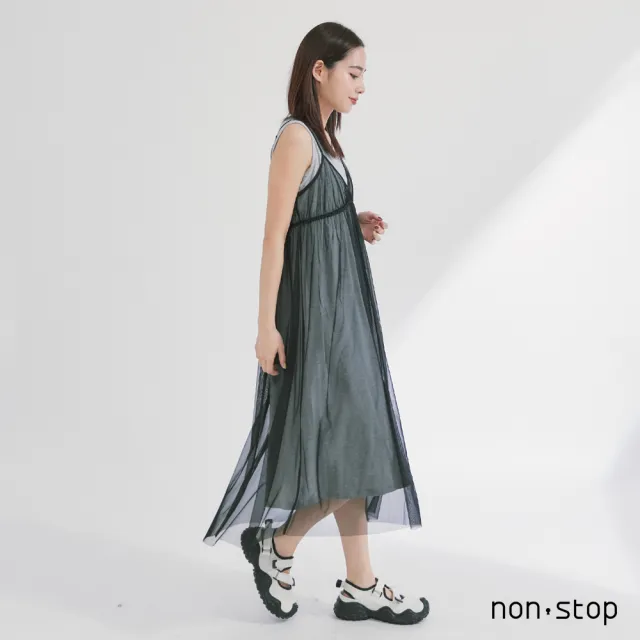 【non-stop】輕透紗層次兩件式長洋裝-2色