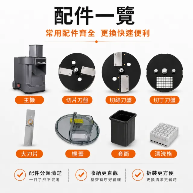 YOKA優廚 商用電動切菜機 蔬菜切片切絲切丁機 多功能食物處理機 大口徑進料 一鍵啟動