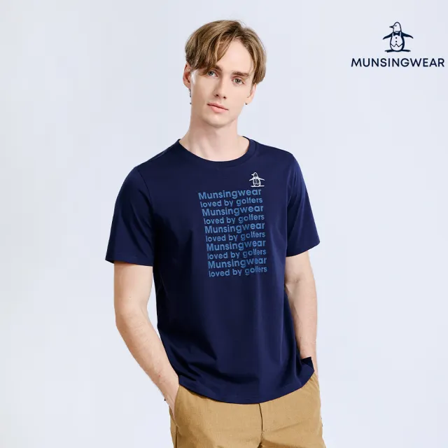 【Munsingwear】企鵝牌 男款藏青色 美式休閒字母印花短袖T恤 MGXL2502