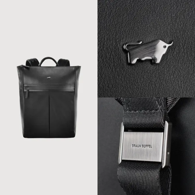 【BRAUN BUFFEL 德國小金牛】雷諾瓦-TW1 後背包-黑色(BF707-73-BK) 男包送禮推薦