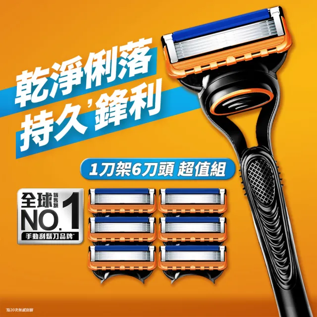 【Gillette 吉列】Fusion 鋒隱系列手動刮鬍刀1刀架6刀頭 – Momo獨家超值組合 (男仕/ 除毛)