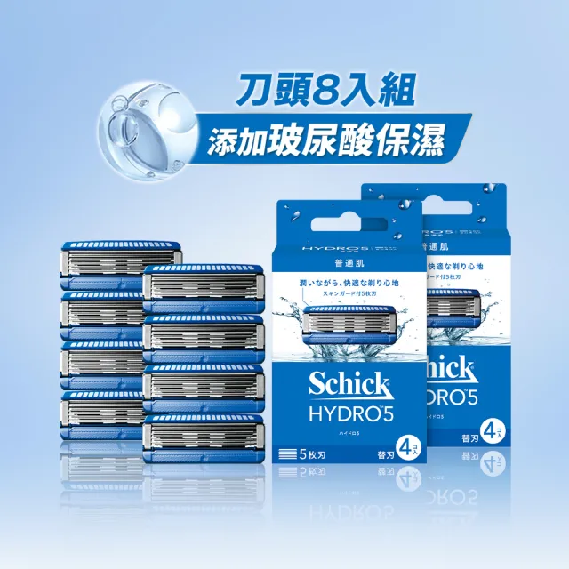 【Schick 舒適牌】水次元5 刮鬍刀片(刀片4入x2組 共8入)