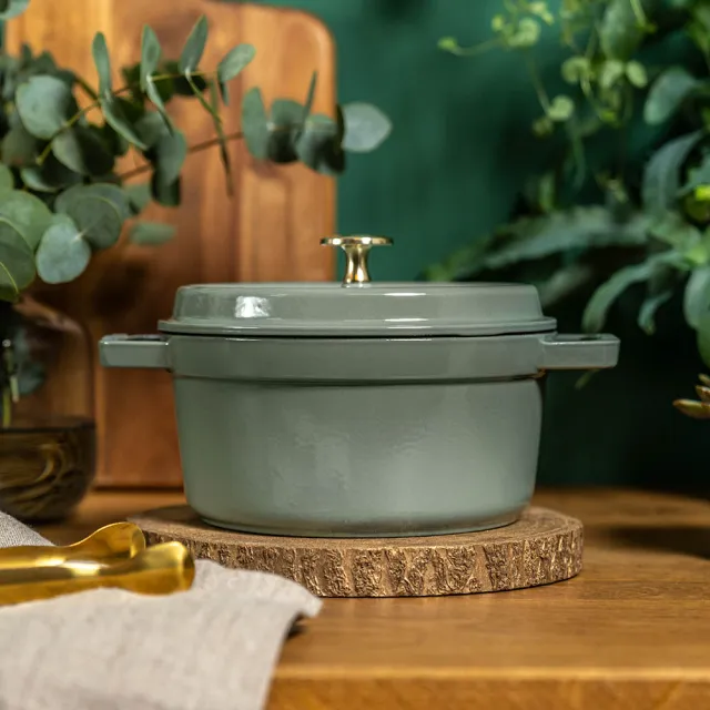 【STAUB】琺瑯鑄鐵鍋雙鍋組16cm-圓鍋+平煎鍋(德國雙人牌集團官方直營)
