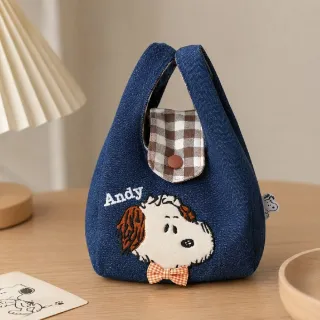 【SNOOPY 史努比】正版官方授權高品質牛仔便當袋手提包收納包輕量攜帶方便(女友小孩兒童生 