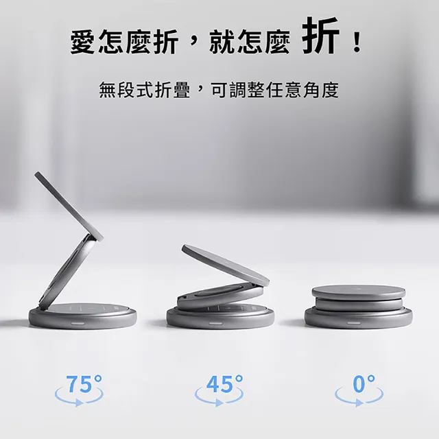 【IDEAMON】3 in 1 磁吸旋轉折折充Qi2 CX31(怪獸選物 Qi2 Magsafe 無線充電座 折疊充電座 手機支架)