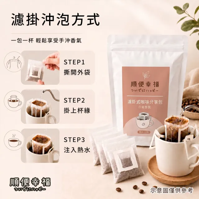 【順便幸福】濾掛咖啡分享包-超人氣系列12包x1袋(家庭號 超值包)