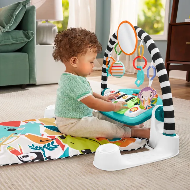 【Fisher price 費雪】可愛動物鋼琴健身器/健力架/健身架/遊戲地墊+贈美高費雪躲貓貓系列(3款任選)