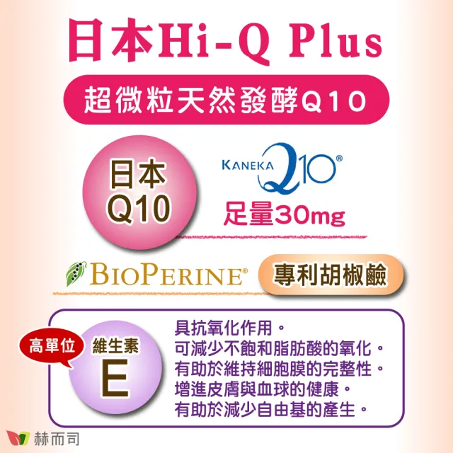 【赫而司】日本天然Q10*2罐(共60顆超微粒98%高純度Q10輔酵素+胡椒鹼+維生素E抗氧化促進新陳代謝)