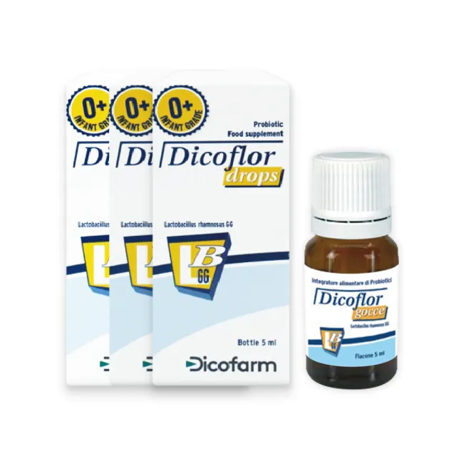 即期品【DICOFLOR】益生菌滴劑5ml×3瓶(嬰幼兒適用 義大利原裝進口 LGG鼠李糖乳桿菌 每滴含10億CFU活菌)