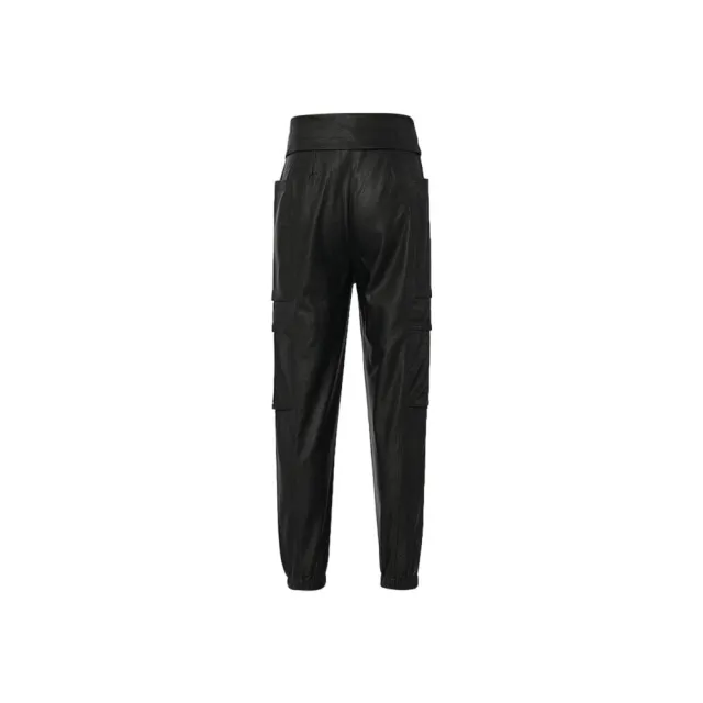 【NIKE 耐吉】W Air Jordan Court-To-Runway 縮口皮長褲 黑/橘棕 CW6487