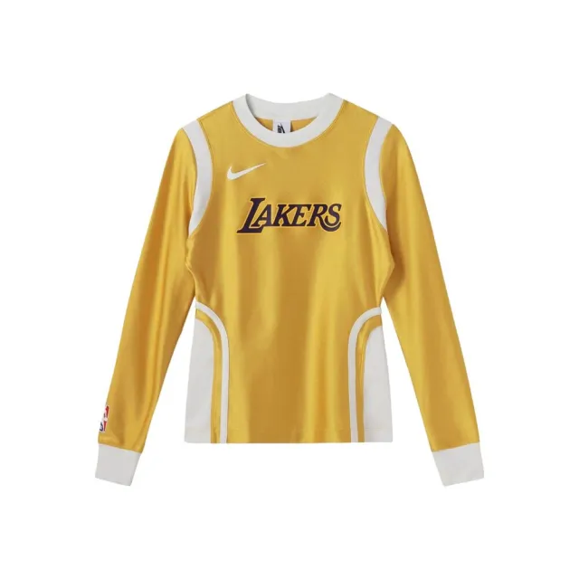 【NIKE 耐吉】W Amaush NBA x Nike 湖人隊 黃/布魯克林 銀灰 緊身長袖上衣 DB956
