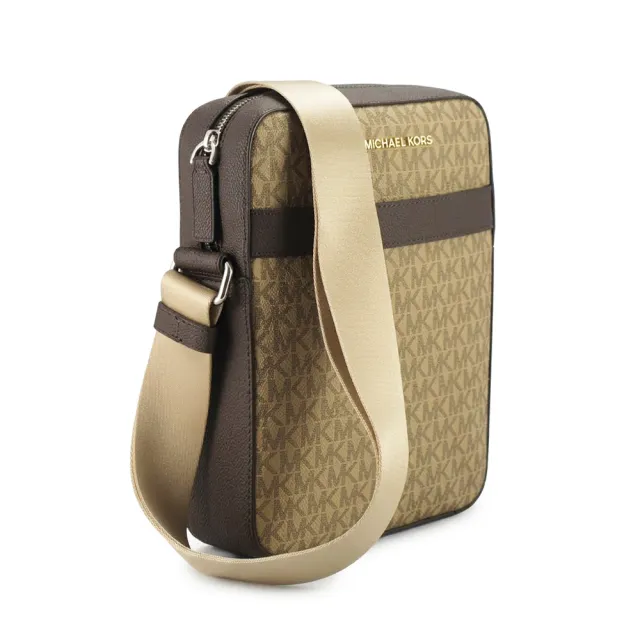 【Michael Kors】COOPER滿版LOGO飛行/相機/斜背包37F2LCOL6J(咖啡)