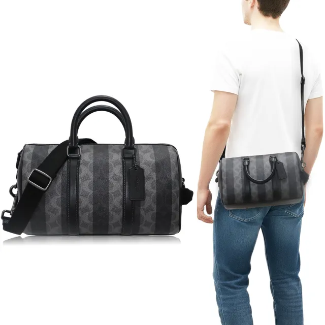【COACH】本季精選 PVC / 男女適用 / 兩用 斜背包(黑灰)