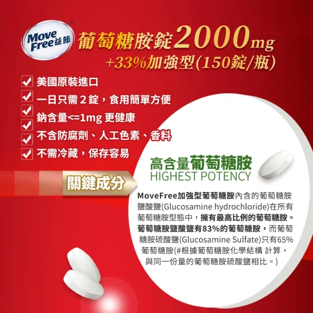 【Move Free 益節】葡萄糖胺錠150錠(葡萄糖胺/葡萄糖胺液/關鍵/保健)
