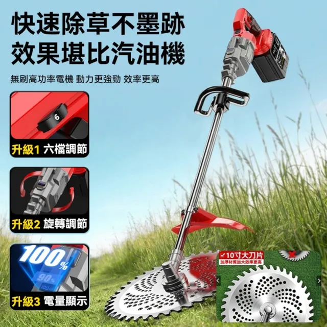 【DOMU 東牧】割草機 10寸割草機 大功率4580W 旋轉機頭 無刷數顯六檔割草機（十五節一電）旋轉機頭