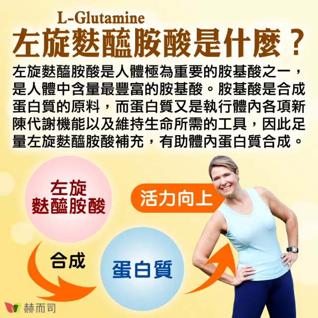 【赫而司】左旋麩醯胺酸維生素D3升級版2罐(共400g固力他命99%高純度素食胺基酸維持消化機能遠勝速養療)