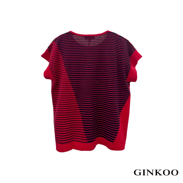 【GINKOO 俊克】不對稱條紋針織上衣