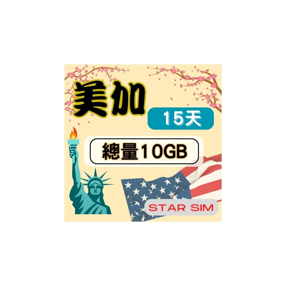 【Star SIM 星光卡】美加上網卡15天10GB  高速流量(旅遊上網卡 美國 加拿大 網卡 美國網路)