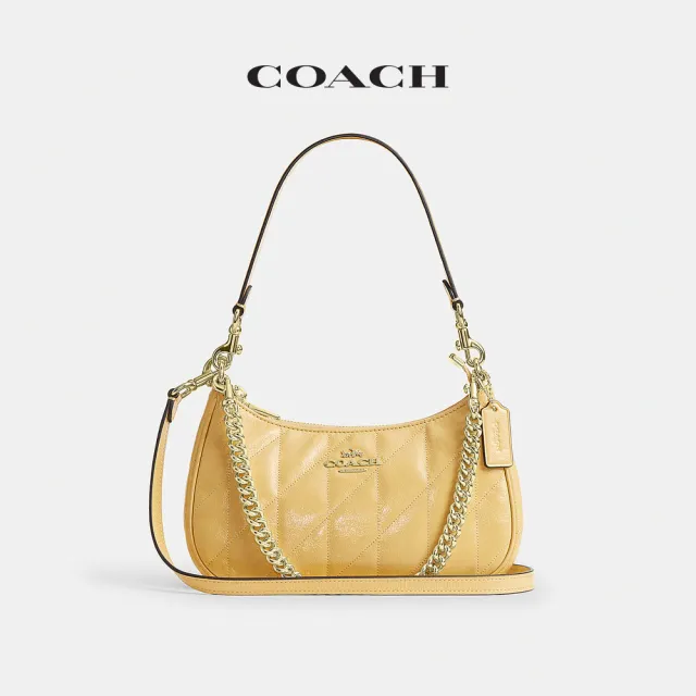 【COACH】蔻馳官方直營 TERI 絎縫細節單肩包-IM/柔黃色(CDY83)