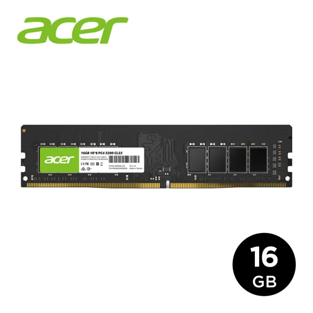 【Acer 宏碁】Acer 宏碁DDR4 3200 16GB 桌上型記憶體記憶體