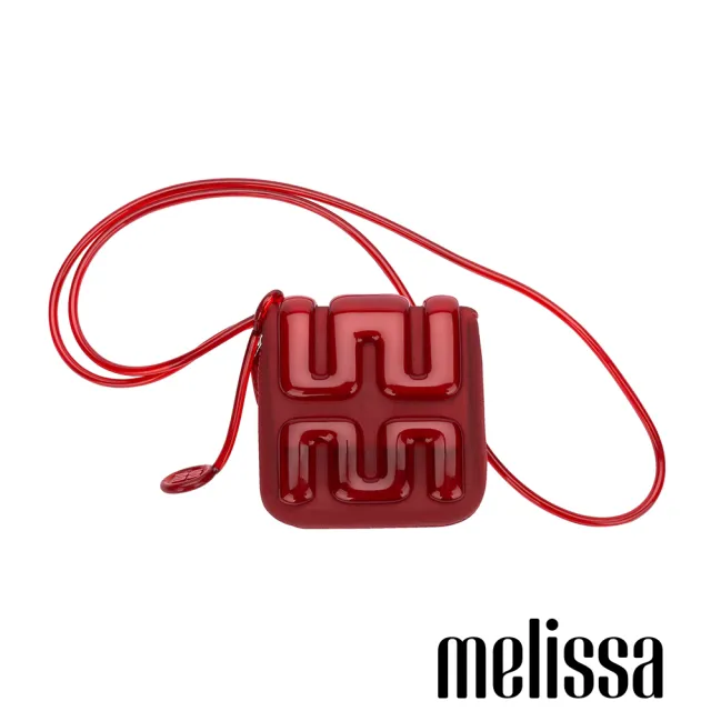 【Melissa】果凍LOGO方形斜背小廢包(紅色) 防潑水