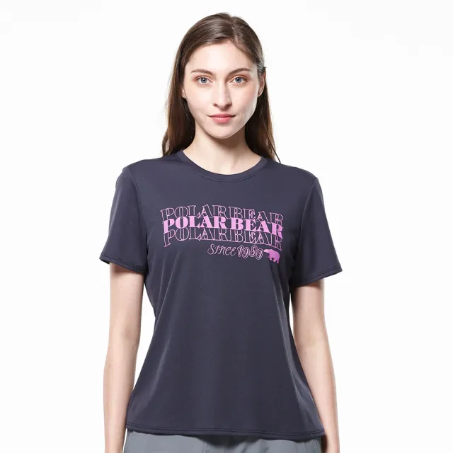 【POLAR BEAR 北極熊】女吸濕排汗印花T恤-黑青色-26T15