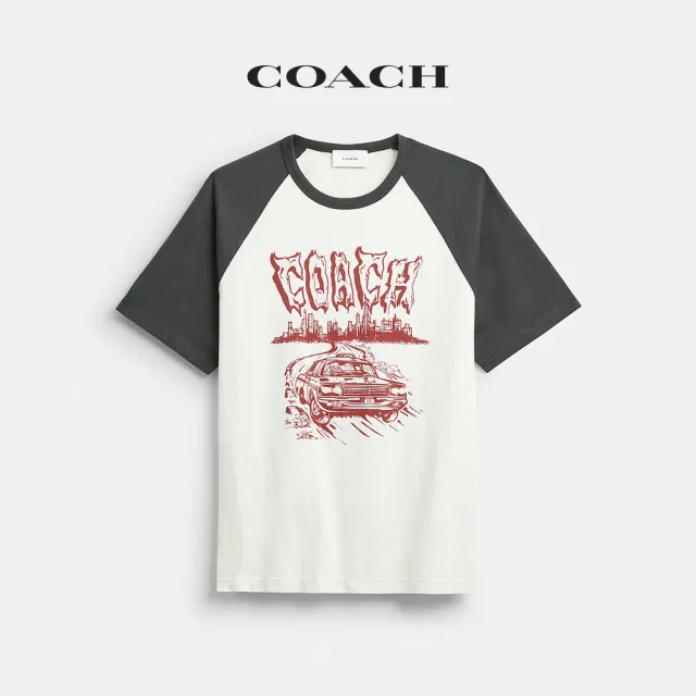 【COACH】蔻馳官方直營 棉質CAB圖案插肩袖T恤-混合灰色(CDO94)