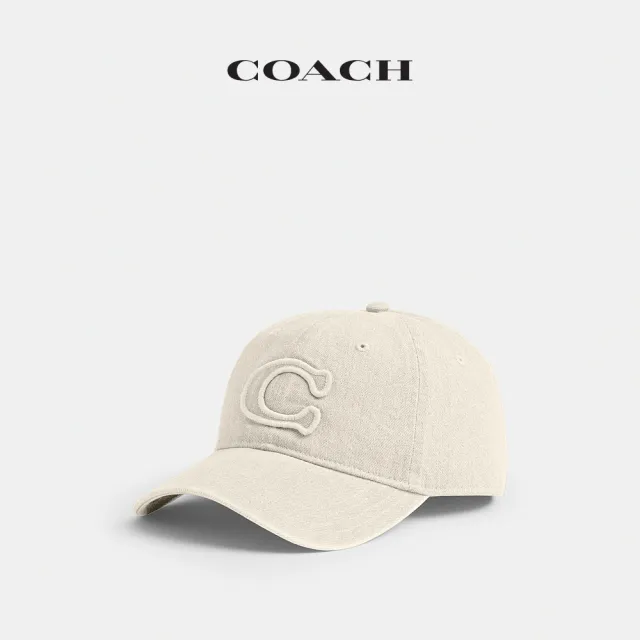 【COACH】蔻馳官方直營 經典 SIGNATURE貼飾棒球帽-粉筆白色(CCN89)