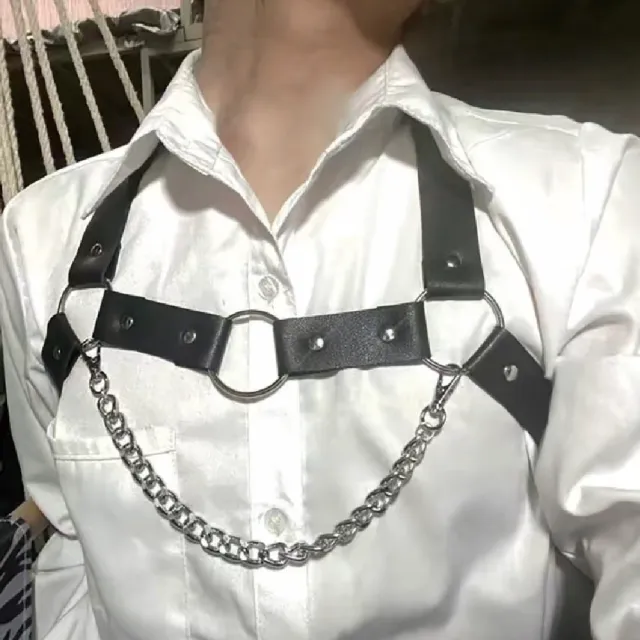 Sexy baby G73男性SM皮綁帶式可調性感猛男情趣背帶綁帶衣(角色扮演 男同 肩膀帶 肩帶 胸袋)