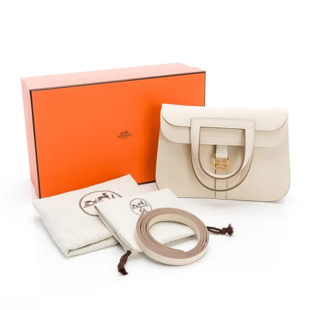 【Hermes 愛馬仕】Halzan mini bag (奶昔白/金扣) (H069523CCAB)