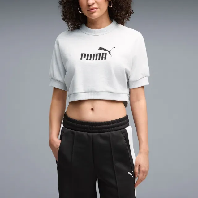 【PUMA】微短版上衣 Women Elevated ESS 灰 短袖 寬鬆 Rose著用 636645-05