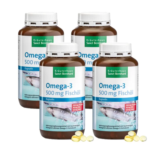 【Sanct Bernhard 聖伯納德】德國百年草本 Omega-3魚油膠囊500mgX4入(400粒/罐)