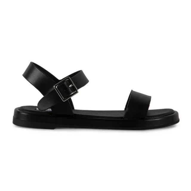 【steve madden】俐落一字金屬扣平底涼鞋ARIES(黑色)