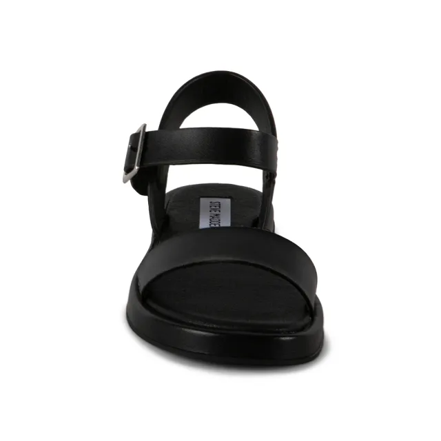 【steve madden】俐落一字金屬扣平底涼鞋ARIES(黑色)