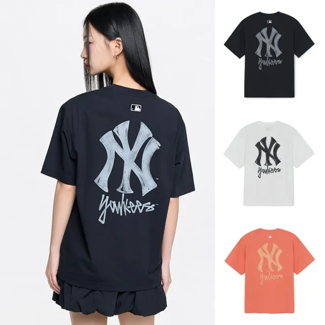 【MLB】涼感 簡約街頭Logo KARINA同款 短袖T恤 紐約洋基隊 (3ATSB0463-三色任選)