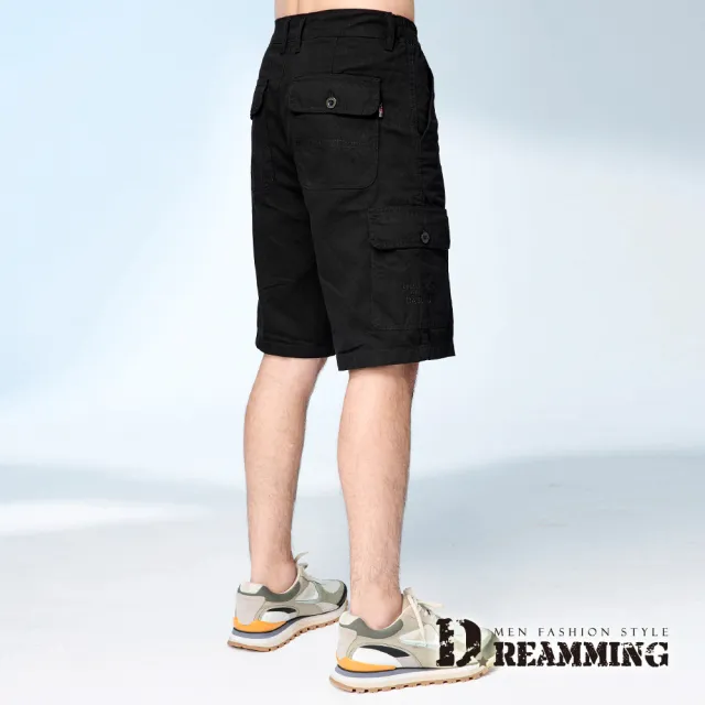 【Dreamming】純棉多口袋雙側鬆緊休閒工作短褲 透氣 耐磨(共三色)