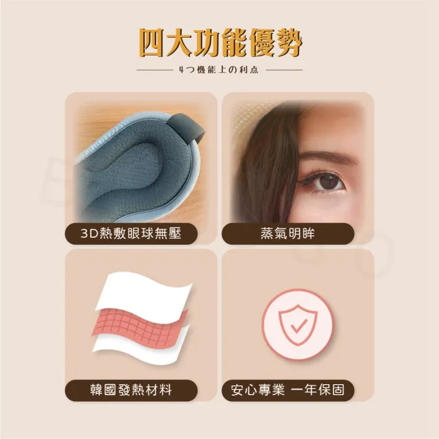 【Beroso 倍麗森】磁扣式三段溫控定時立體熱敷眼罩A00029(父親節 睡眠眼罩 蒸氣眼罩)