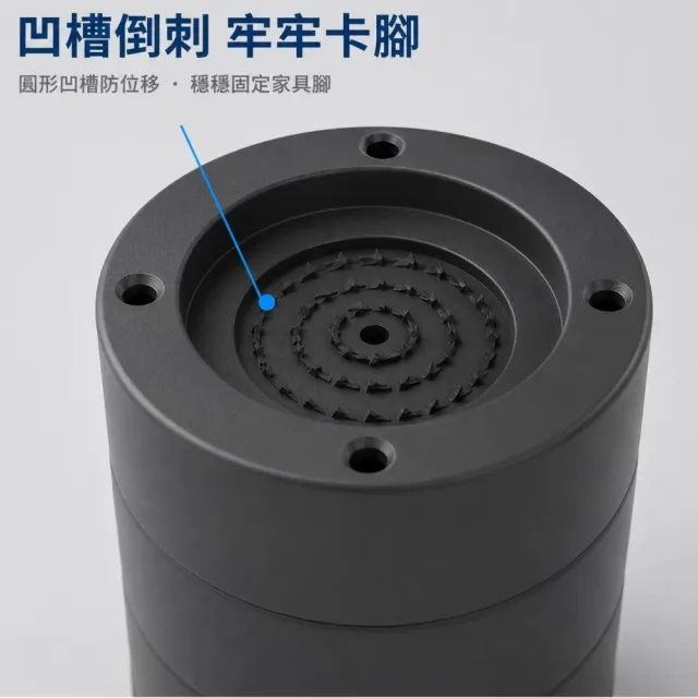 防滑減震可堆疊增高腳墊黑色四入一組(桌腳加高 沙發墊座 洗衣機腳 家具支撐 圓形底座)