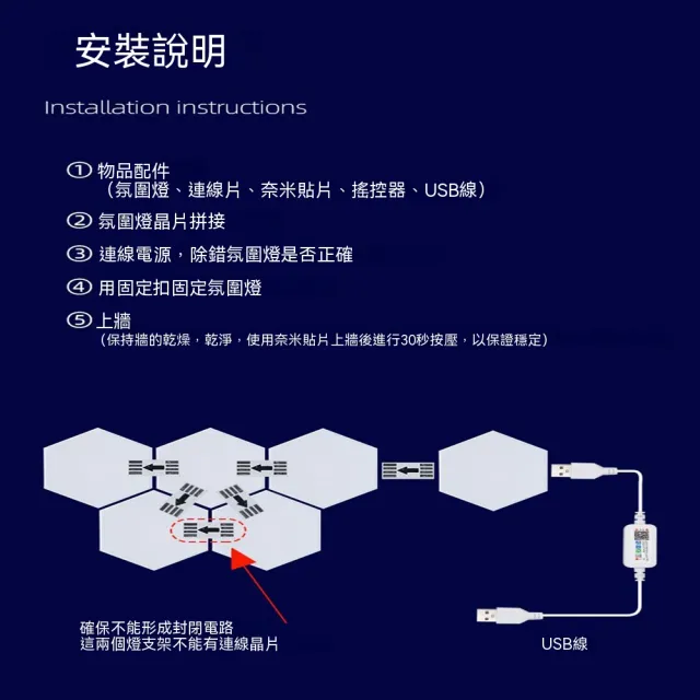 WiFi 六邊形拼接量子燈 蜂巢 RGB 氛圍燈 智慧拾音 LED 燈 電競牆面裝飾可組合創意照明燈具