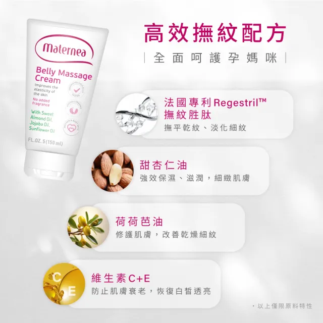 【媽咪莉娜】官方旗艦 無痕美體霜150ml+彈力潤膚油100ml+美肌緊緻乳旅行瓶20ml*2(妊娠霜/妊娠油/身體油)