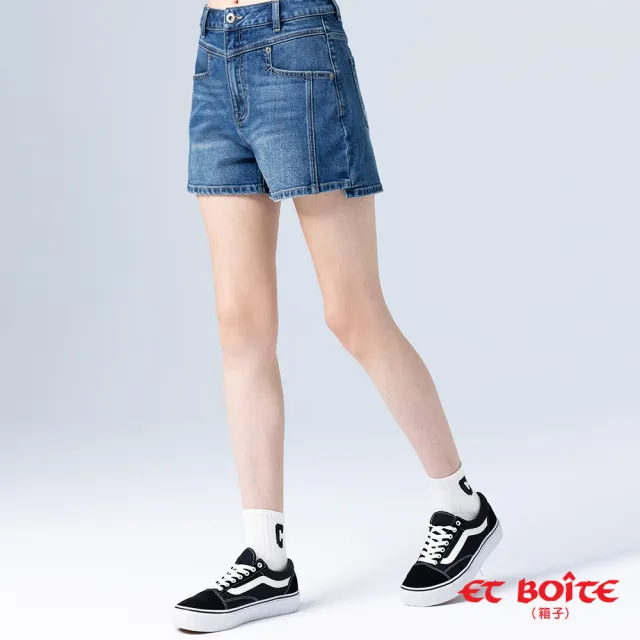 【BLUE WAY】女裝 微彈造型剪接印花牛仔 短褲-ETBOITE箱子